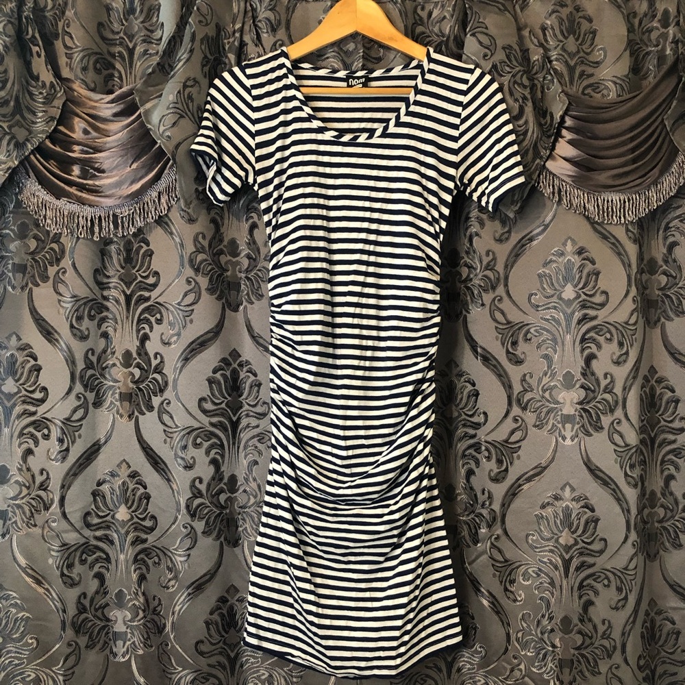 NOM Maternity Sm Striped Midi Dress